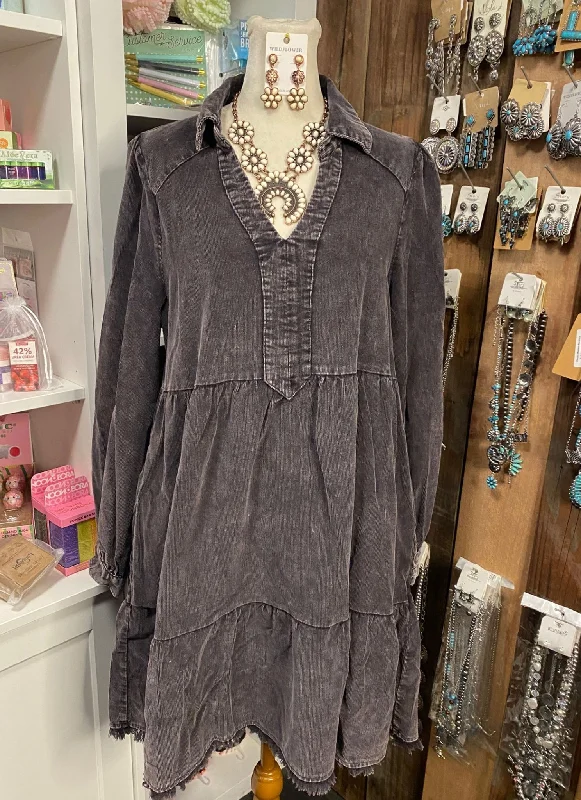 Charcoal Cordory Dress