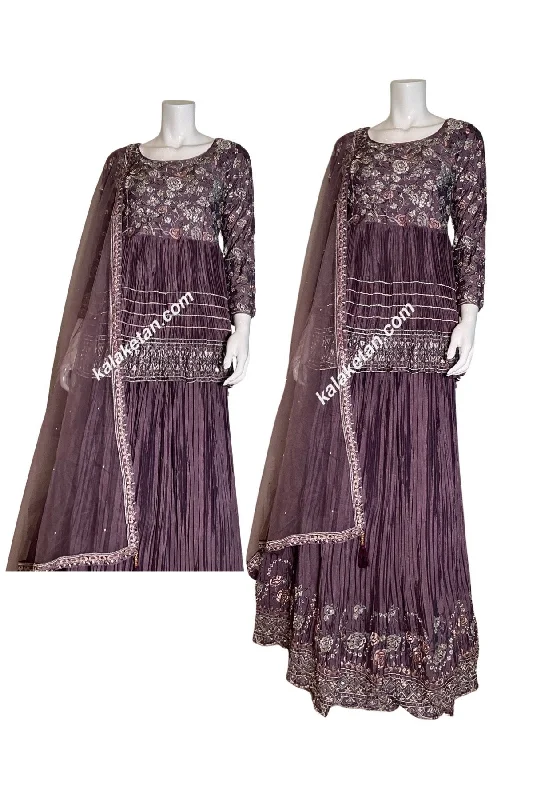 Crape purple lehenga