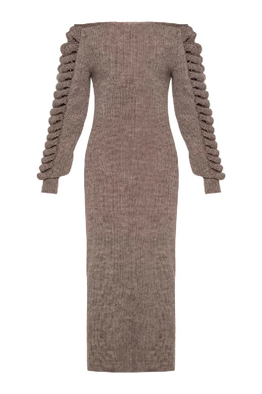 CULT MIA X LIYA ALMOND FROST KNITTED DRESS