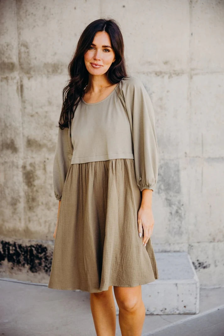 Dawn Dress in Dusty Olive