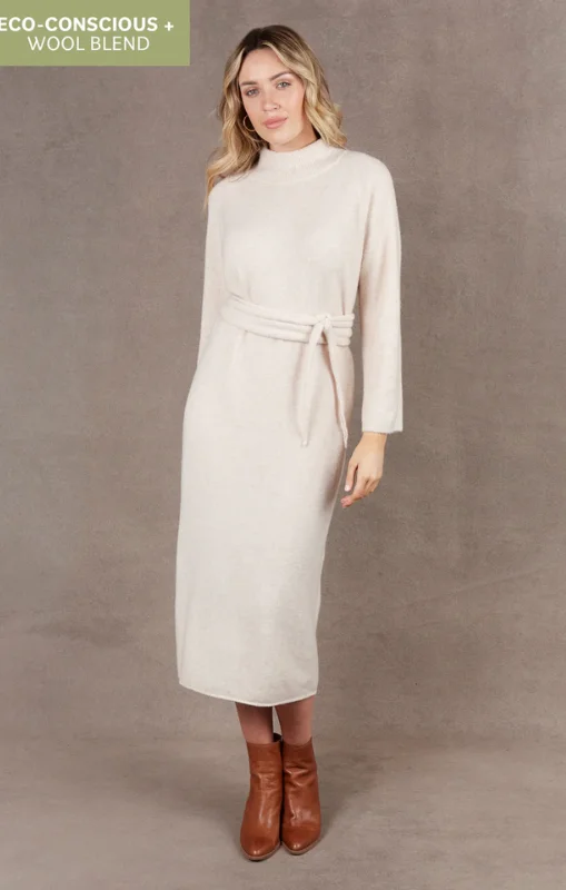 Eb & Ive - PAARL TIE KNIT DRESS - Oat - LAST ONE