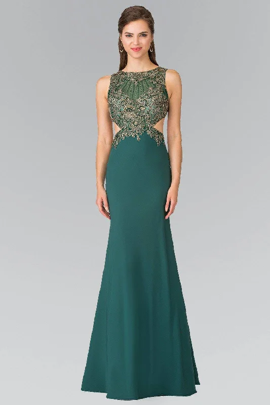 Embroidered Illusion Dress with Cutouts by Elizabeth K GL2324