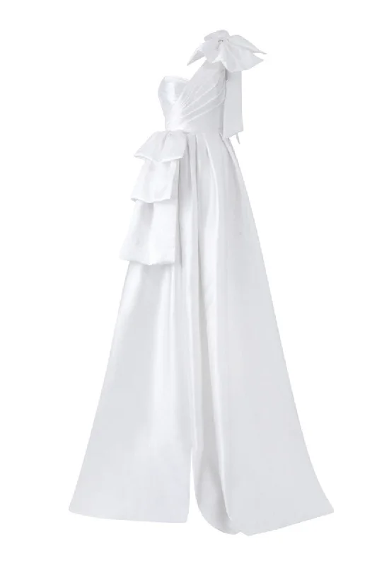 ETHELBERT WHITE TAFFETA BOW TIE GOWN