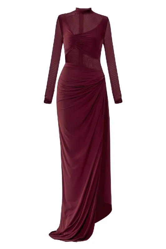 GLORIA CHERRY RED RUCHED GOWN