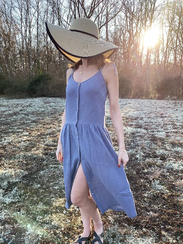 Irene Organic Blue Dress - Thistle Blue