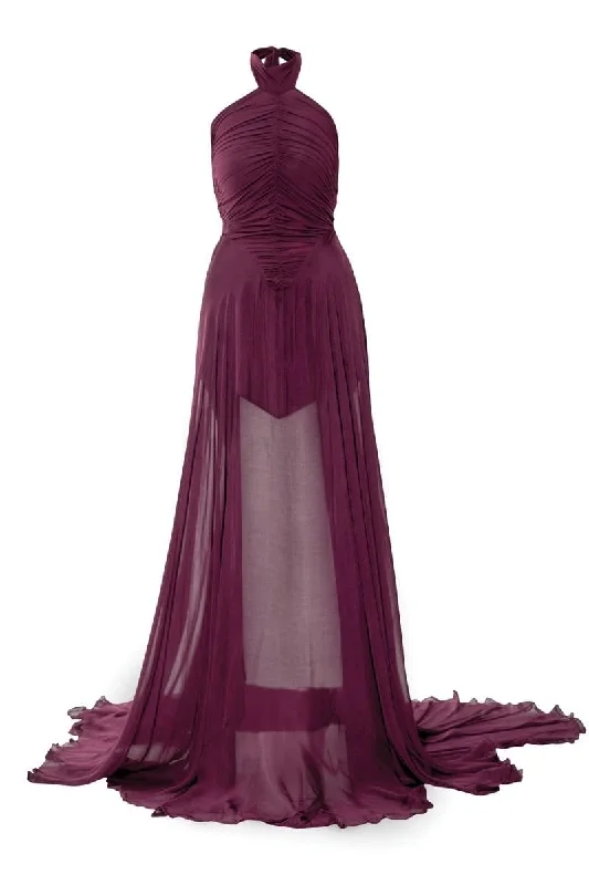 KERSTIN WINE FLARED GOWN