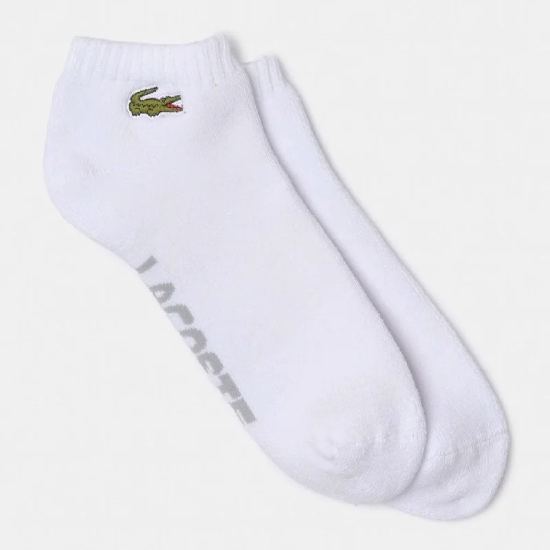 Lacoste Unisex Stretch Cotton Low-Cut Socks (White/Silver)