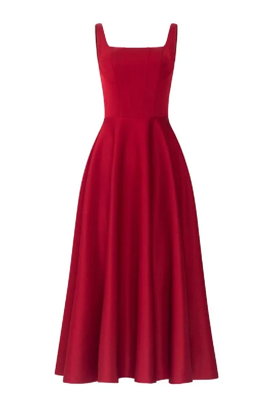 LILIANA RED TAFFETA U-LINE DRESS