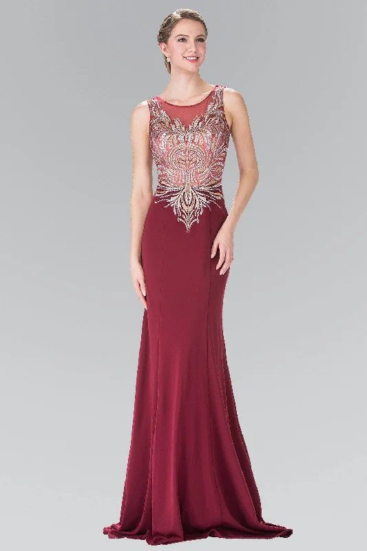 Embroidered Sleeveless Illusion Dress by Elizabeth K GL2323