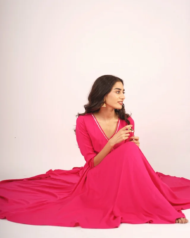 Magenta Angrakhaa Gheredaar Kurta