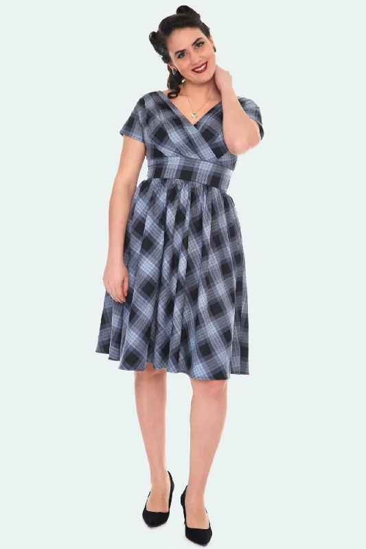 Marianne Plaid Flare Dress by Voodoo Vixen - Size M