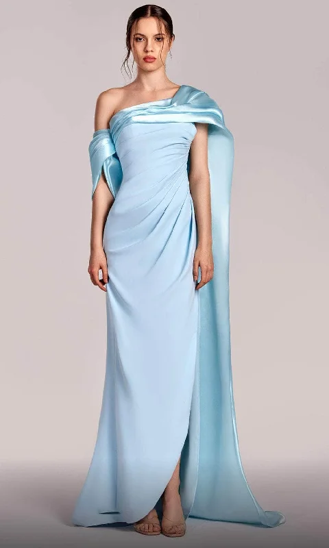 MNM Couture G1804 - Draped Detailed Gown with Slit