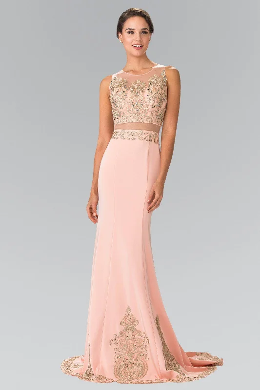 Mock Two-Piece Embroidered Illusion Dress by Elizabeth K GL2248