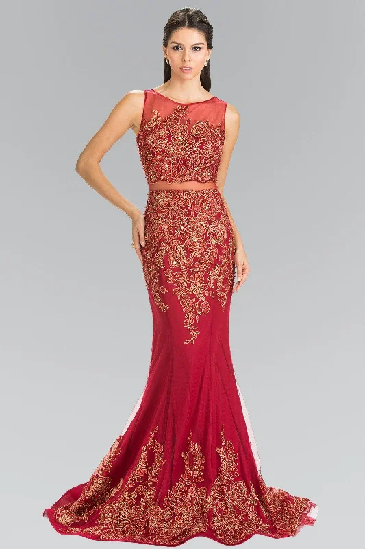 Mock Two-Piece Embroidered Mermaid Dress by Elizabeth K GL2338