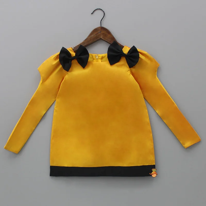 Mustard Yellow Bowie Dress With Stylish Sleeves