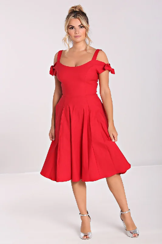 Nancy Fit & Flare Dress in Red by Hell Bunny