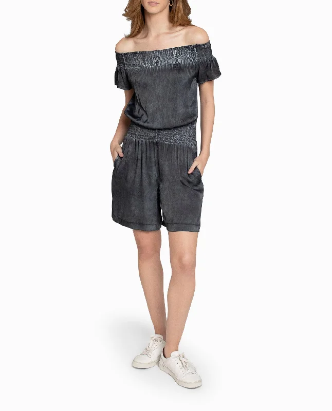 Nicole Miller Garment Dyed Off The Shoulder Romper