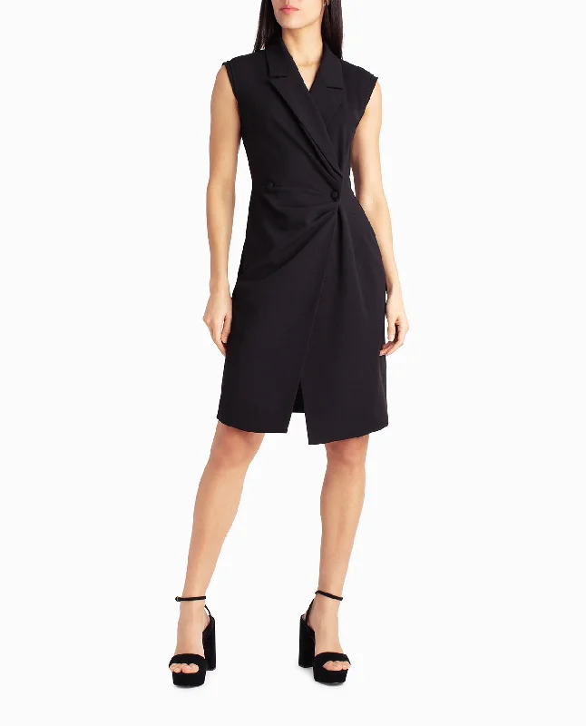 Nicole Miller Vivienne Crepe Sleeveless Coat Dress