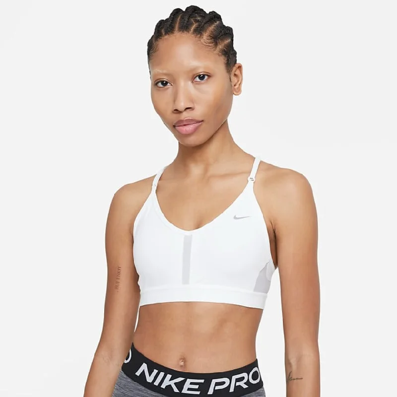 Nike Women's Dri-FIT Indy Light Support Padded V-Neck Sports Bra (White)