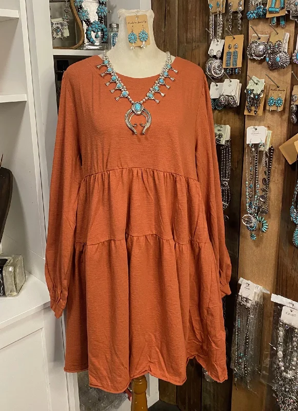 Plus Rust Tier Dress