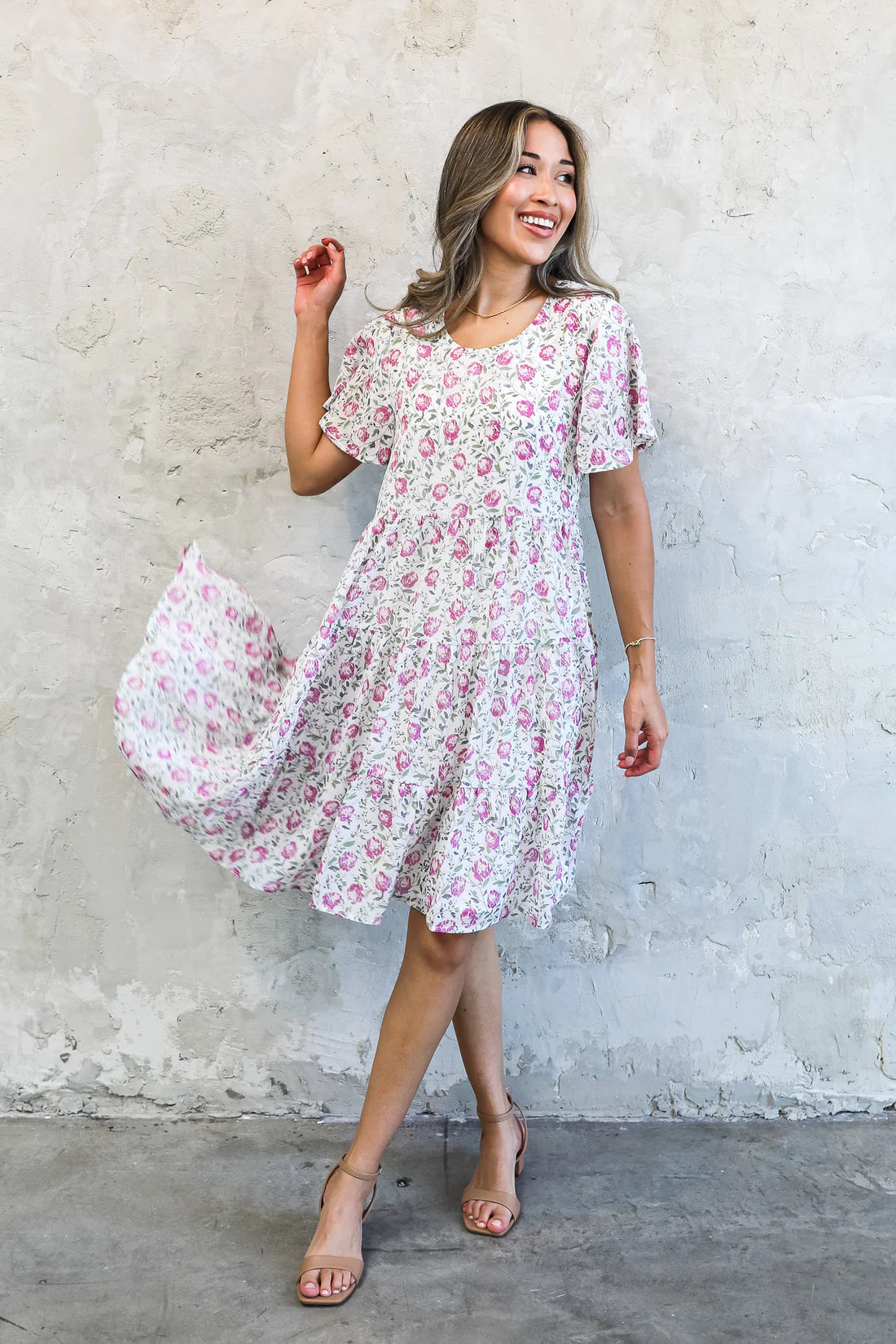 Sadie Dress in Azalea Flower