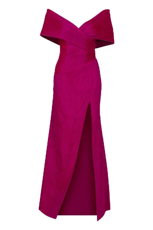 SCARLET FUCHSIA TAFFETTA SHEATH GOWN