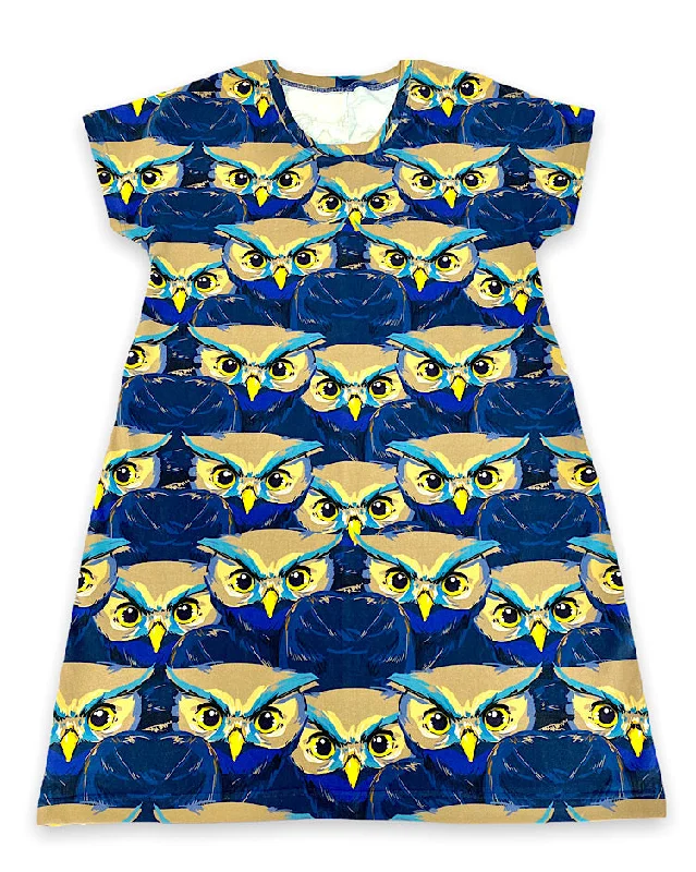 Size Large Ladies Lounge Dress Blue Owls