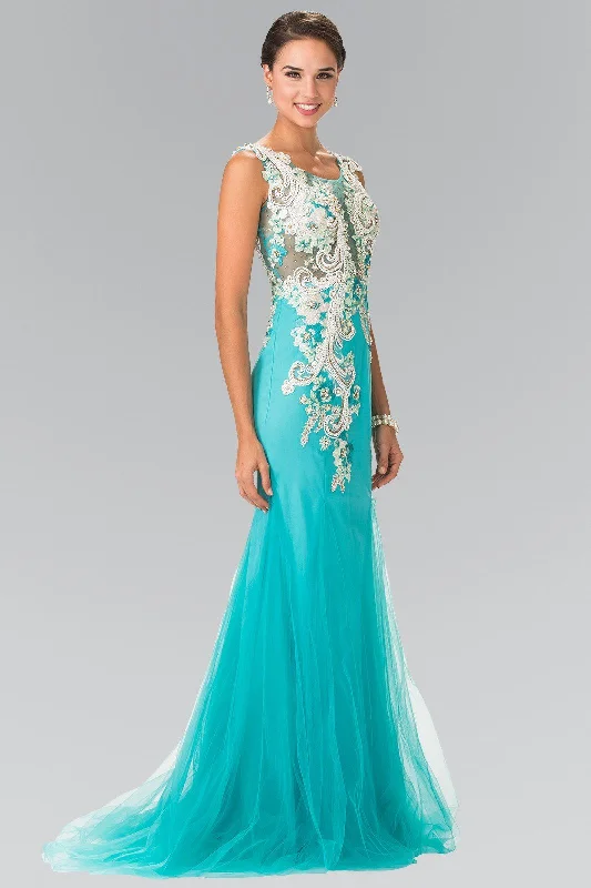 Sleeveless Embroidered Mermaid Dress by Elizabeth K GL2318