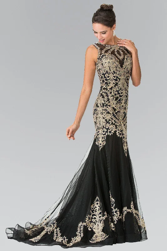 Sleeveless Embroidered Dress with Small Train by Elizabeth K GL2307