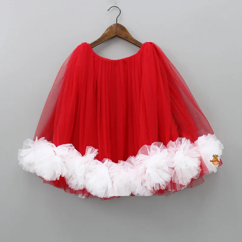 Stunning Red Ruffled Frilly Net Dress