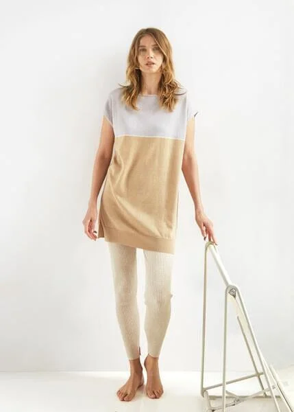 Summer Tee Dress - Camel/Mist