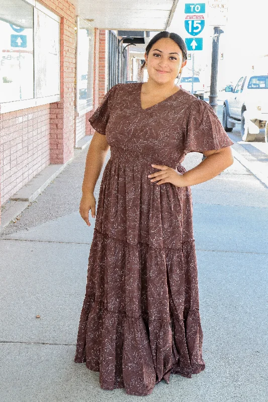 The Eden Dress in Cocoa Ditsy