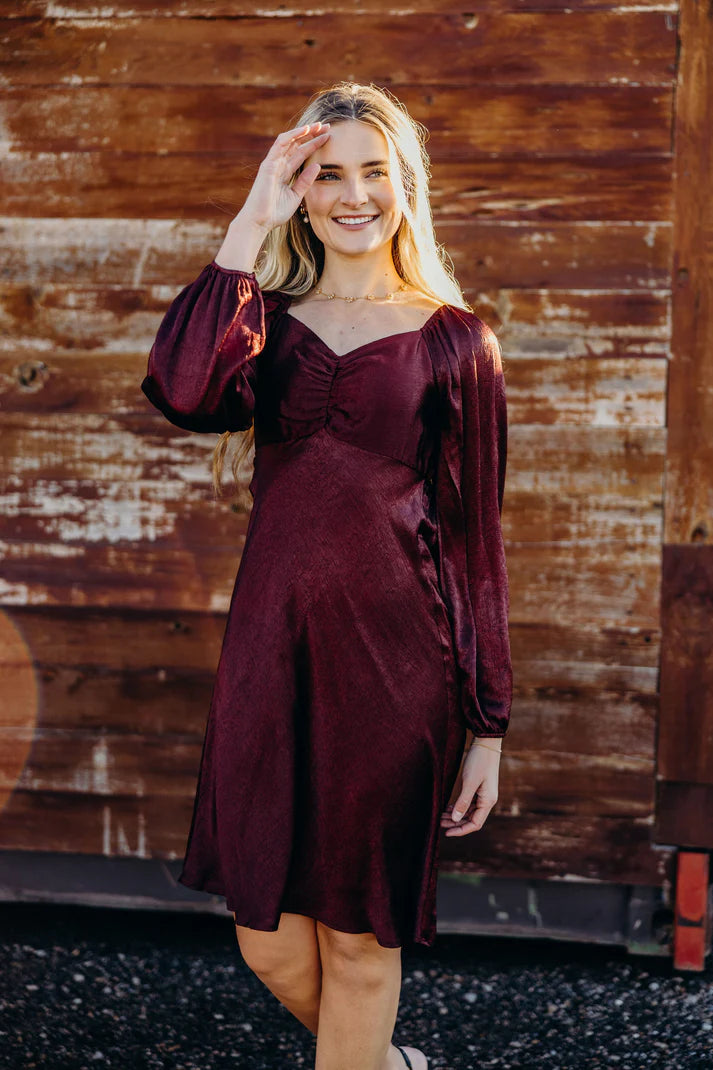 The Nellie Dress in Burgundy