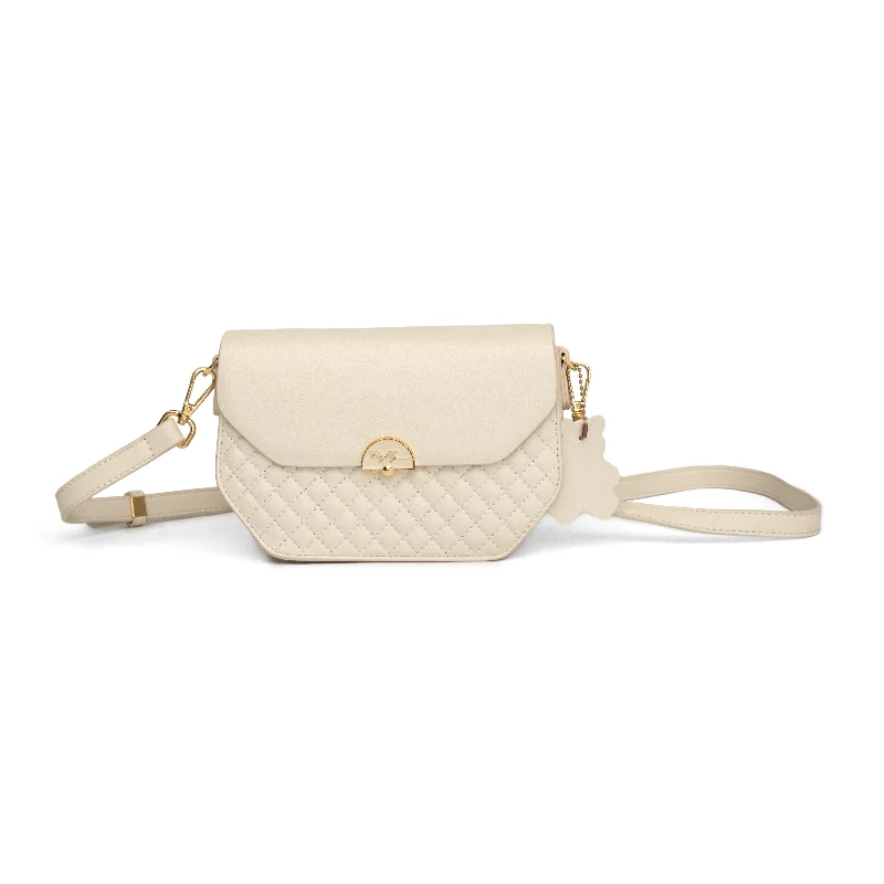 Women textured half white shoulder bag