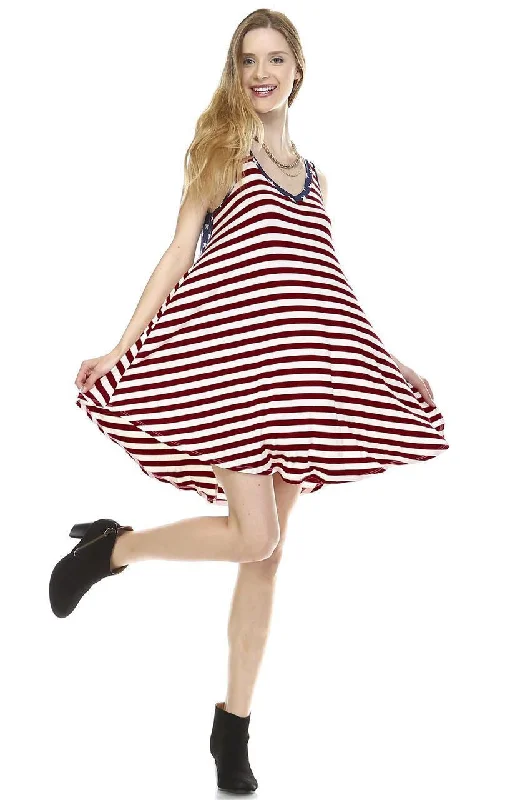 American Flag Dress Navy Star Collar V Wine White Stripes 1