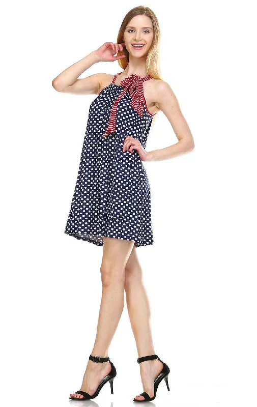 Tunic Red Stripe 2 Bow Navy Polka Dot