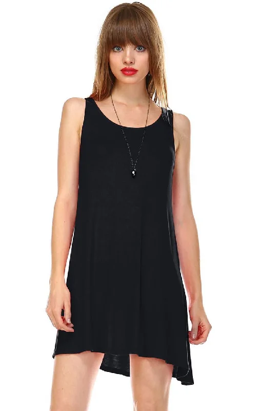 Strappy Back Dress Sleeveless Black