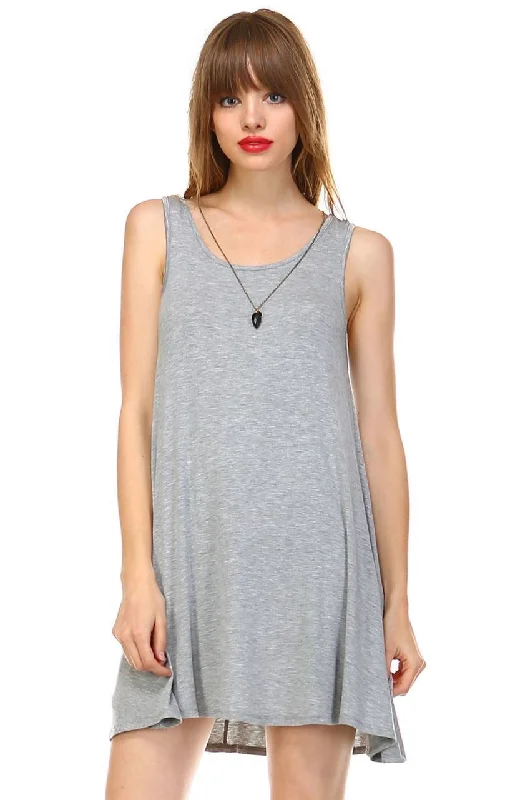 Strappy Back Dress Sleeveless and 3/4 Sleeve Heather Gray