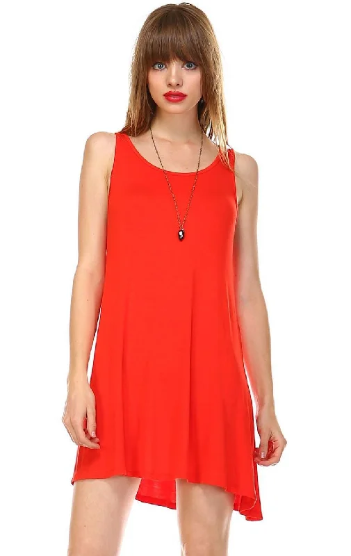 Strappy Back Dress Sleeveless Red Orange