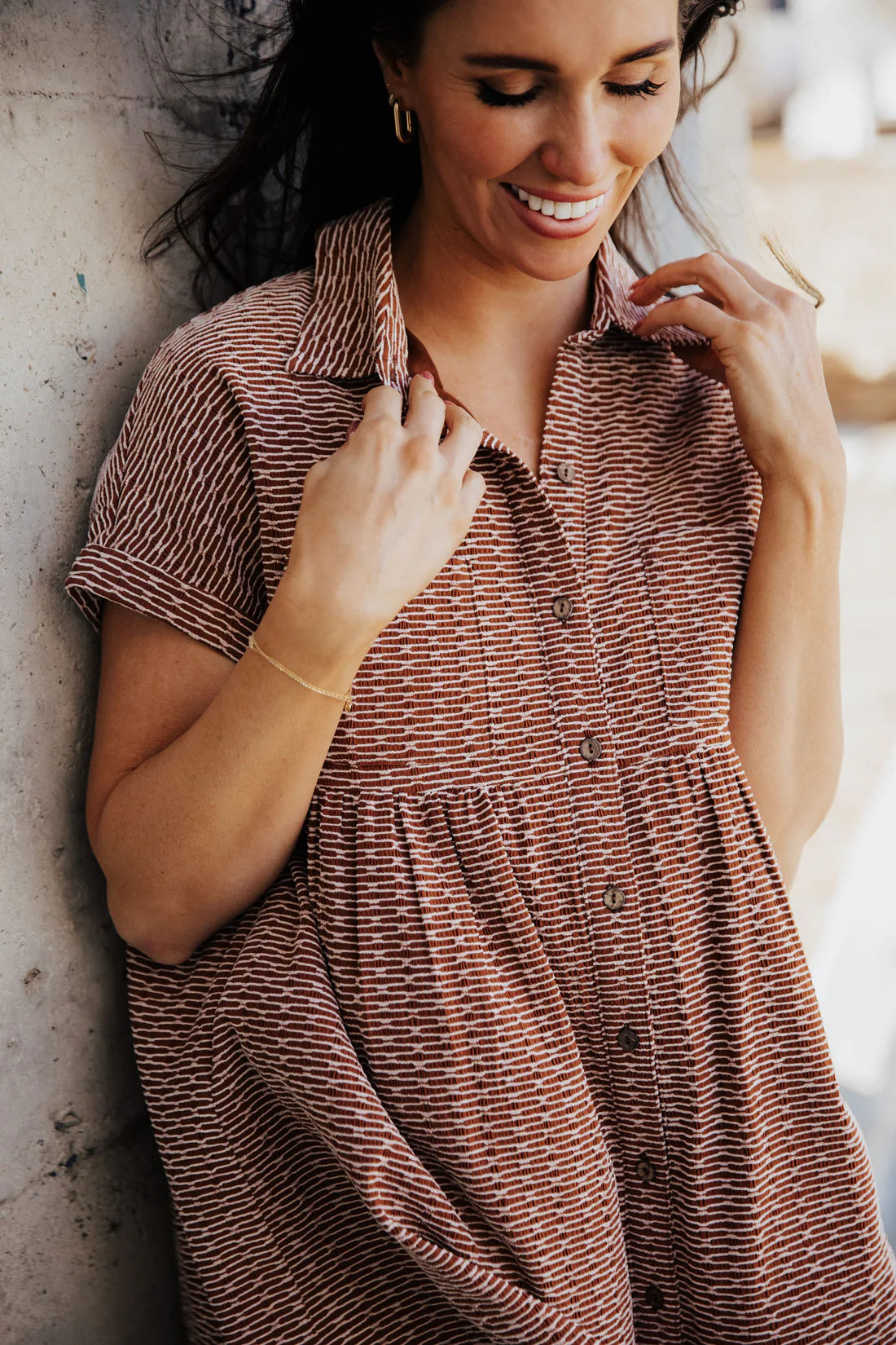 Zuri Dress in Textured Rust