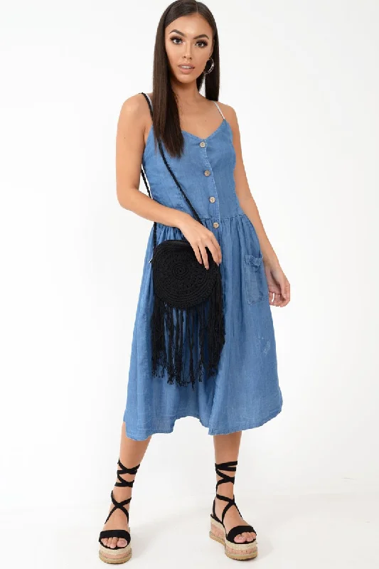 Denim Button Up Dress - Lilyanne