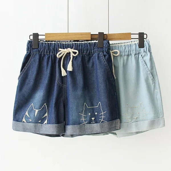 Japanese cat denim shorts YV40308