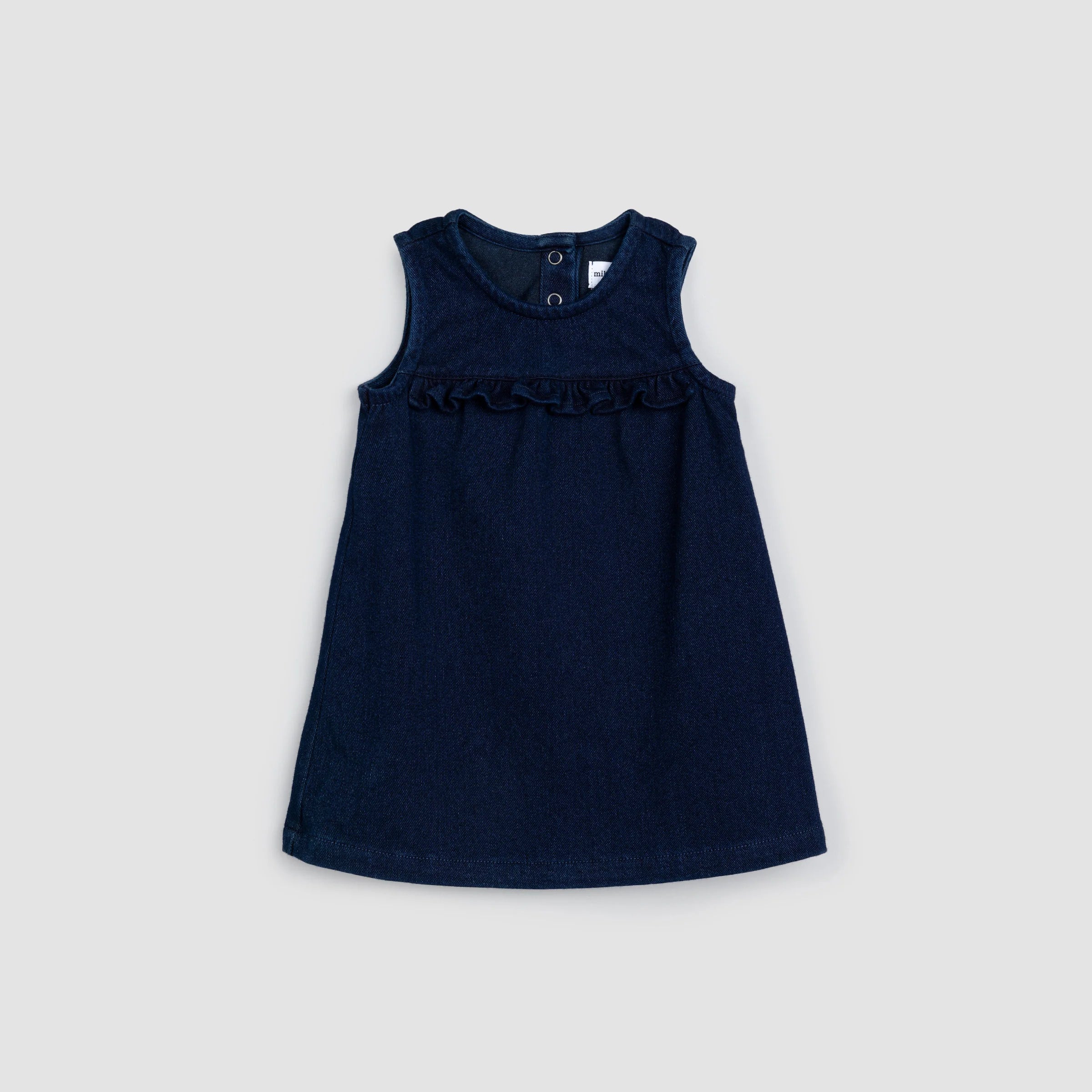 Sleeveless Denim Ruffle Baby Dress