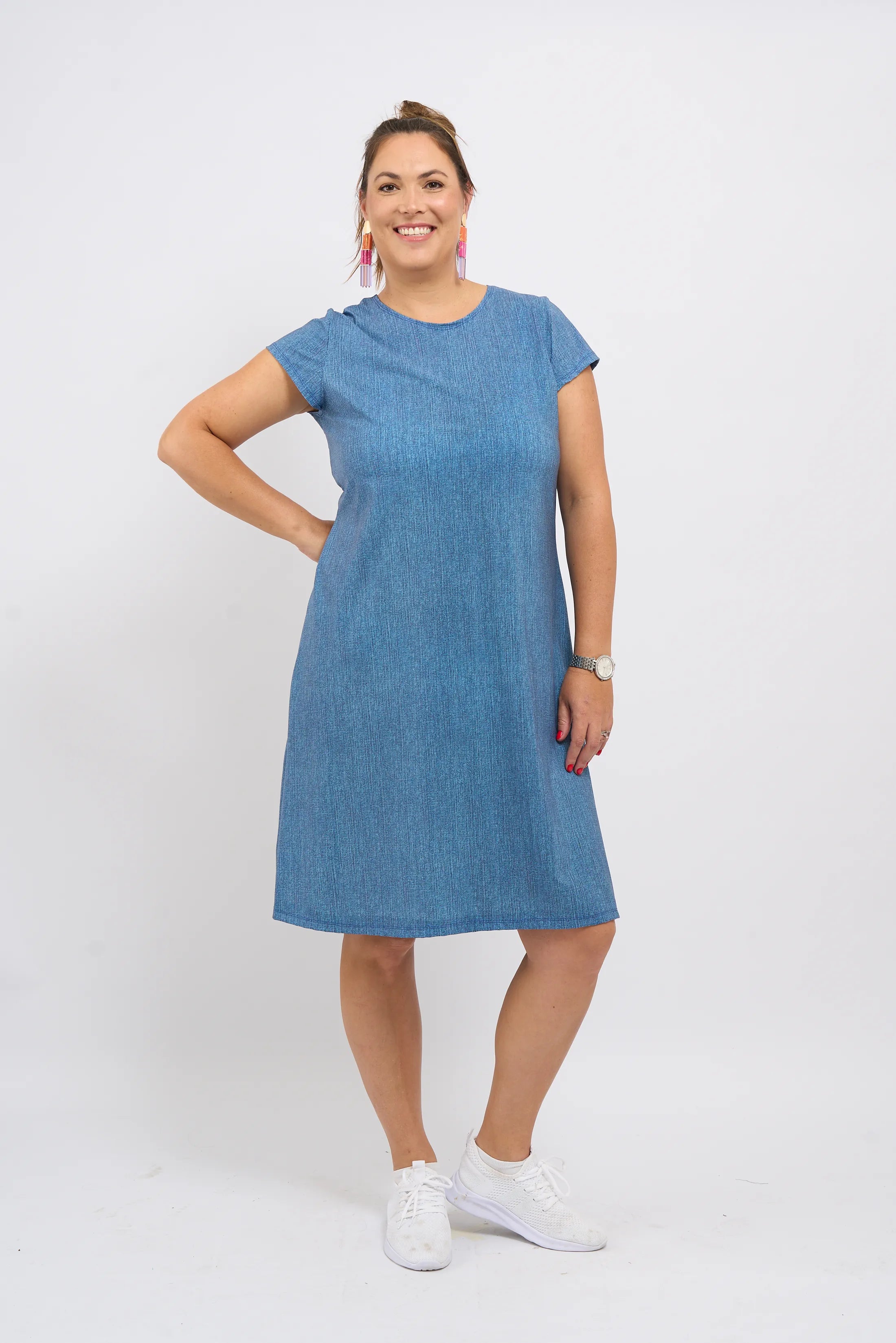 Short Sleeve Denim Lounging Dress