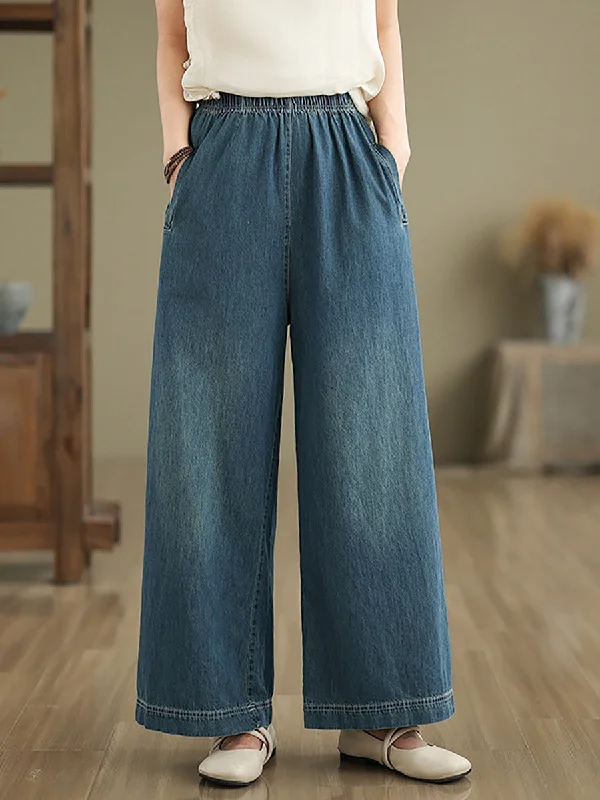 Women Artsy Summer Loose Denim Wide-leg Pants AS1031