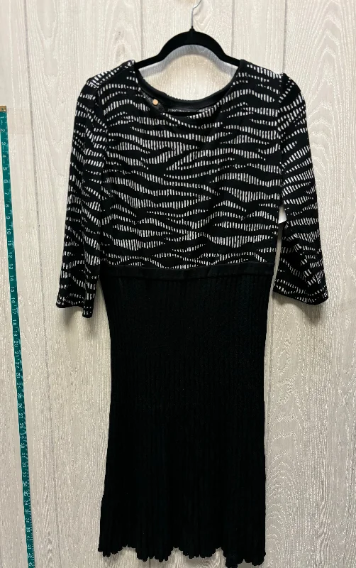 Dress Sweater By Ming Wang In Black & White, Size: M