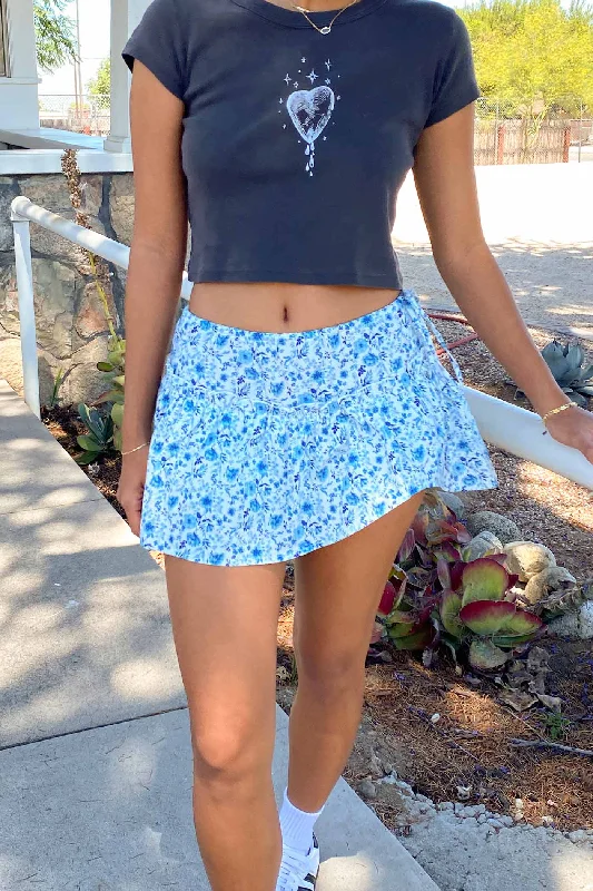 Floral Asymmetrical Mini Skort