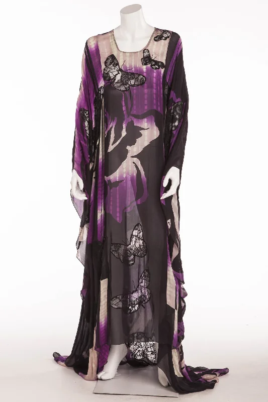 Emilio Pucci - Lace-embellished silk - blend chiffon  Butterfly Caftan  Size U