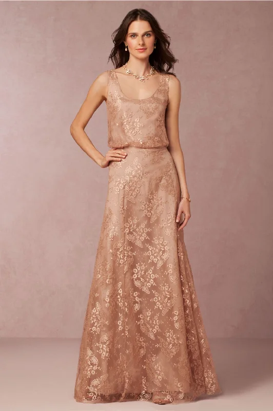 Donna Morgan Natalya Sleeveless Satin Lace Gown