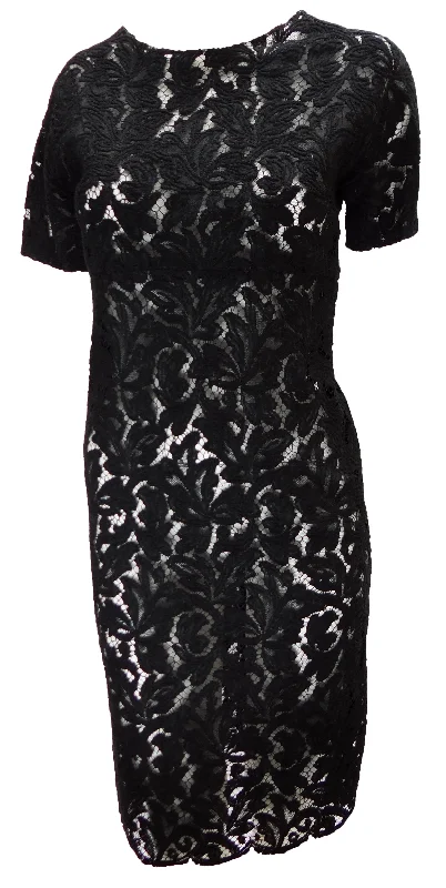 Vintage 1950s Black Lace Cocktail Dress, UK10